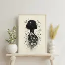 Floral Soul – Monochrome Woman Silhouette