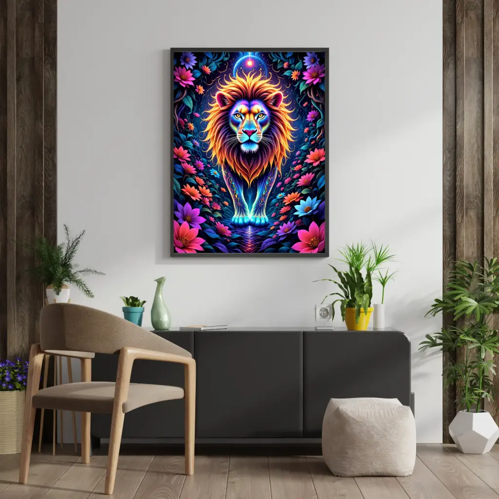 Spirit of the Wild – Psychedelic 'Lion' Art Print