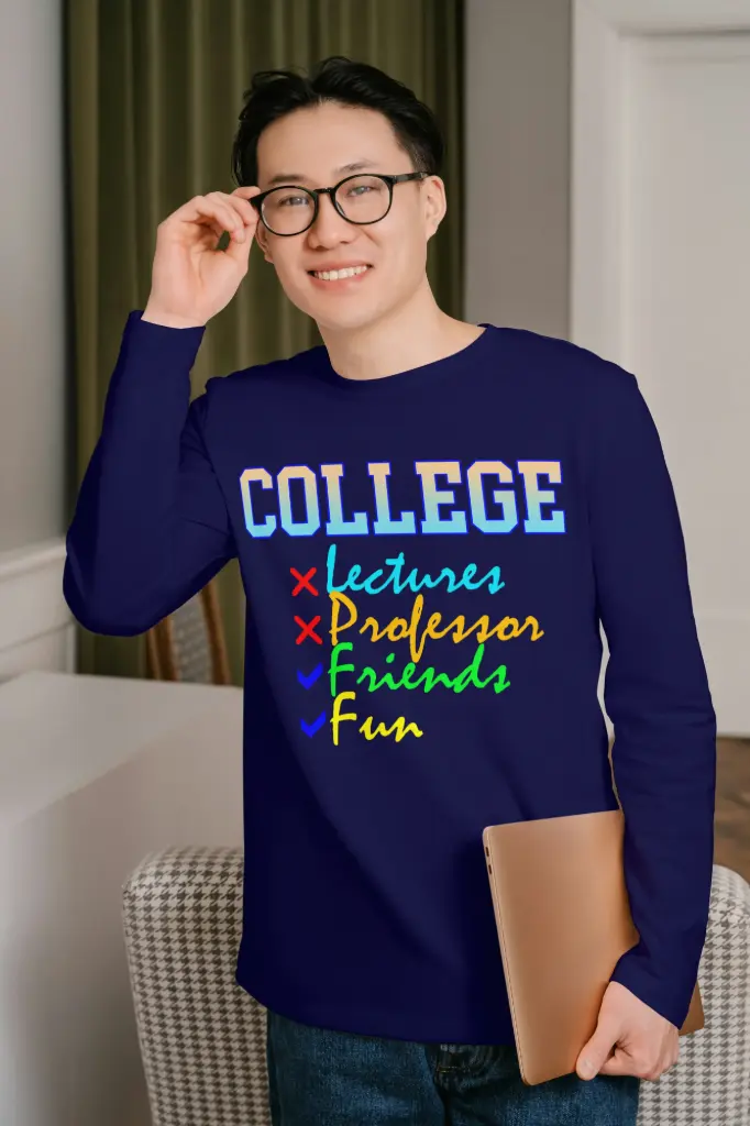 College Priorities Checklist – 'Fun & Friendship Over Lectures Quote Design'