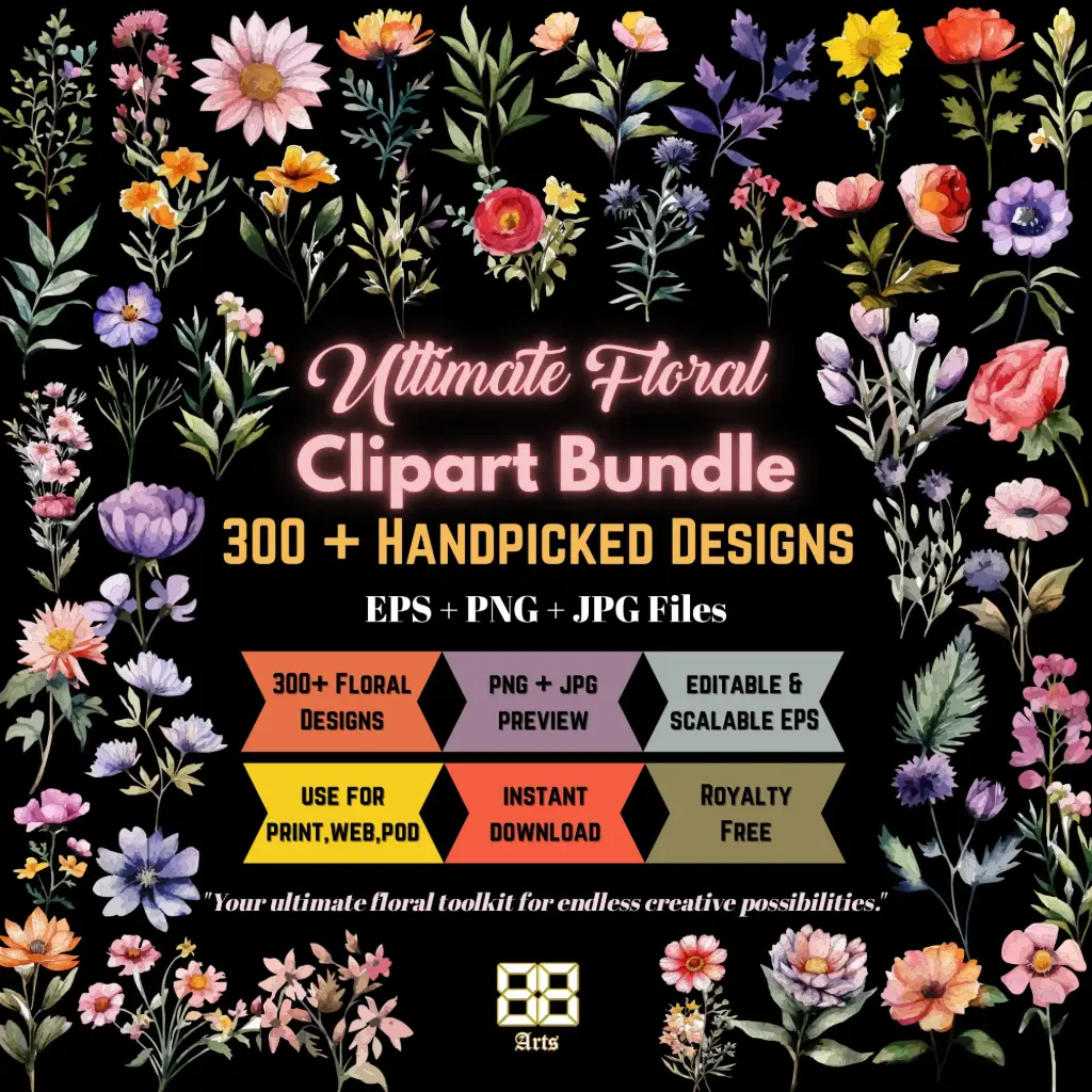 Ultimate Floral Clipart Bundle - 300 + Handpicked Designs